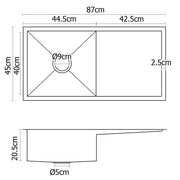 Cefito Kitchen Sink 87X45CM Stainless Steel Basin Single Bowl Silver SINK-8745-R010