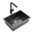 Cefito Stainless Steel Sink 30x45CM With Pull Out Mixer Tap Kitchen Basin Single Bowl Black SINK-BLACK-3045-48
