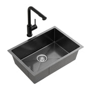 Cefito Stainless Steel Sink 30x45CM With Pull Out Mixer Tap Kitchen Basin Single Bowl Black SINK-BLACK-3045-48