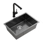 Cefito Stainless Steel Sink 30x45CM With Pull Out Mixer Tap Kitchen Basin Single Bowl Black SINK-BLACK-3045-48