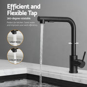 Cefito Stainless Steel Sink 30x45CM With Pull Out Mixer Tap Kitchen Basin Single Bowl Black SINK-BLACK-3045-48