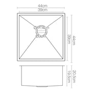 Cefito Kitchen Sink 44X44CM Stainless Steel Basin Single Bowl Black SINK-BLACK-4444