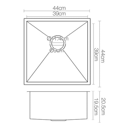 Cefito Kitchen Sink 44X44CM Stainless Steel Basin Single Bowl Black SINK-BLACK-4444
