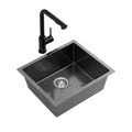 Cefito Stainless Steel Sink 44x44CM With Pull Out Mixer Tap Kitchen Basin Single Bowl Black SINK-BLACK-4444-48