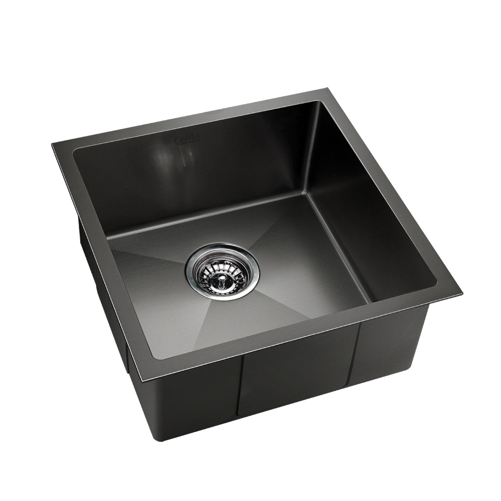 Cefito Kitchen Sink 51X45CM Stainless Steel Basin Single Bowl Black SINK-BLACK-5145