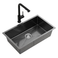 Cefito Stainless Steel Sink 60x45CM With Pull Out Mixer Tap Kitchen Basin Single Bowl Black SINK-BLACK-6045-48