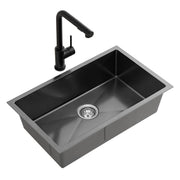 Cefito Stainless Steel Sink 60x45CM With Pull Out Mixer Tap Kitchen Basin Single Bowl Black SINK-BLACK-6045-48