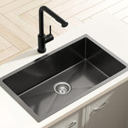 Cefito Stainless Steel Sink 60x45CM With Pull Out Mixer Tap Kitchen Basin Single Bowl Black SINK-BLACK-6045-48