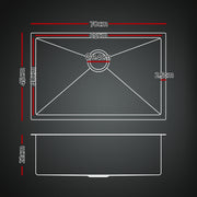Cefito Stainless Steel Sink 70x45CM With Pull Out Mixer Tap Kitchen Basin Single Bowl Black SINK-BLACK-7045-07