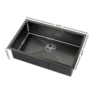Cefito Kitchen Sink 70X45CM Stainless Steel Basin Single Bowl Black SINK-BLACK-7045