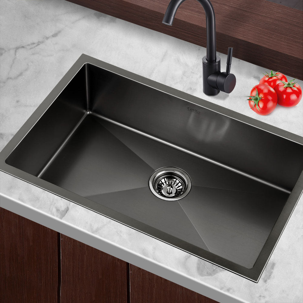 Cefito Kitchen Sink 70X45CM Stainless Steel Basin Single Bowl Black SINK-BLACK-7045