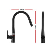 Cefito Stainless Steel Sink 75x45CM With Pull Out Mixer Tap Kitchen Basin Single Bowl Black SINK-BLACK-7545-52