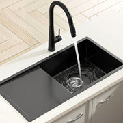 Cefito Stainless Steel Sink 75x45CM With Pull Out Mixer Tap Kitchen Basin Single Bowl Black SINK-BLACK-7545-52