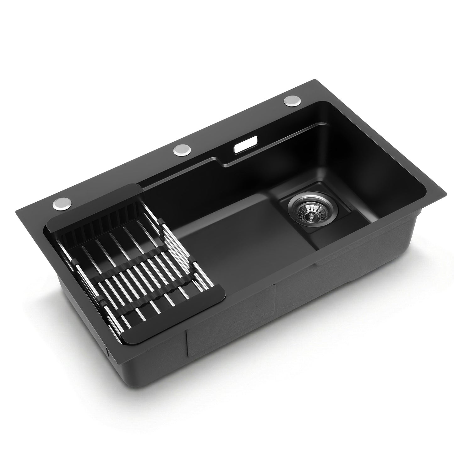 Cefito Kitchen Sink 75X45CM Stainless Steel Basin Single Bowl Drain Part Black SINK-BLACK-7545-S