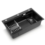 Cefito Kitchen Sink 75X45CM Stainless Steel Basin Single Bowl Drain Part Black SINK-BLACK-7545-S