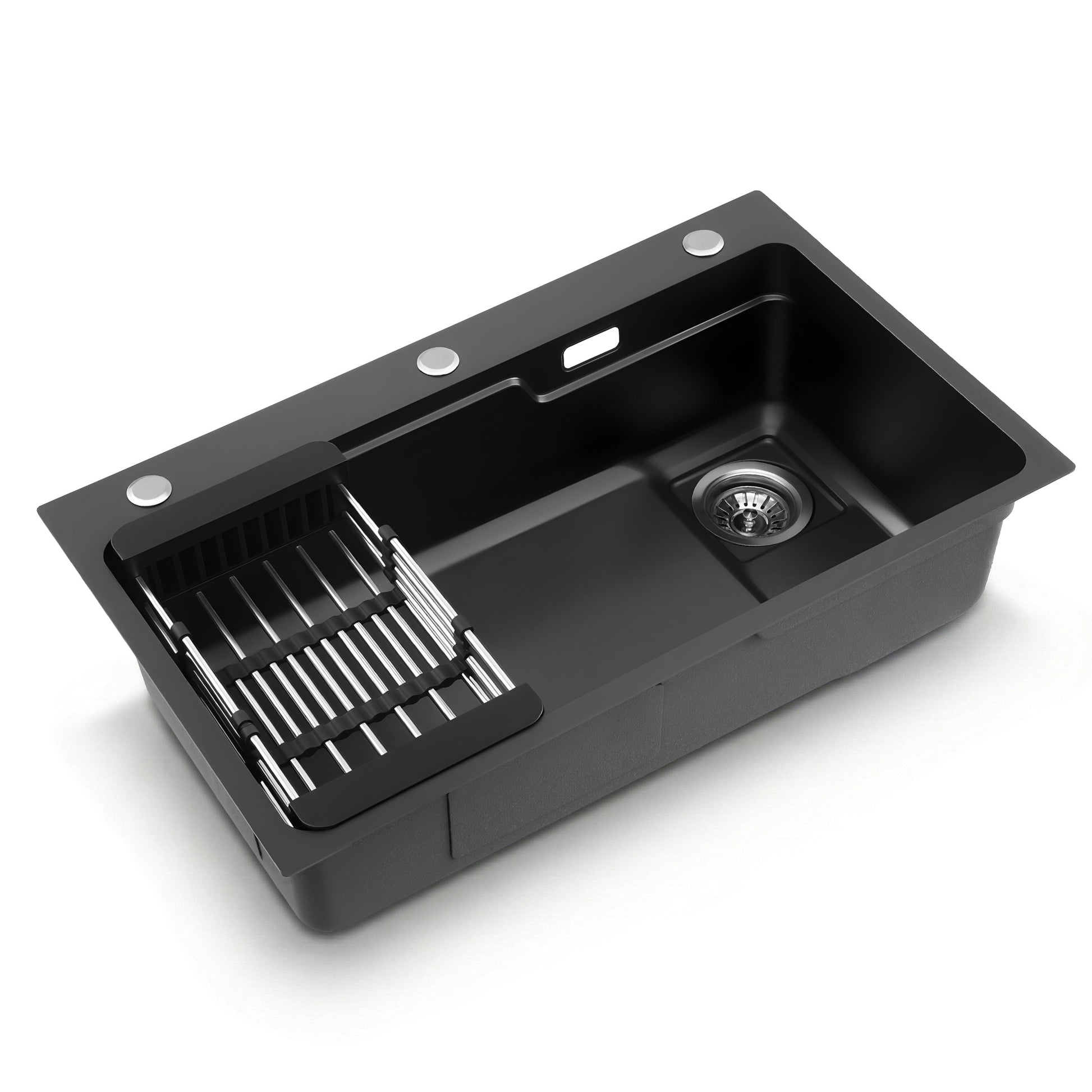 Cefito Kitchen Sink 75X45CM Stainless Steel Basin Single Bowl Drain Part Black SINK-BLACK-7545-S
