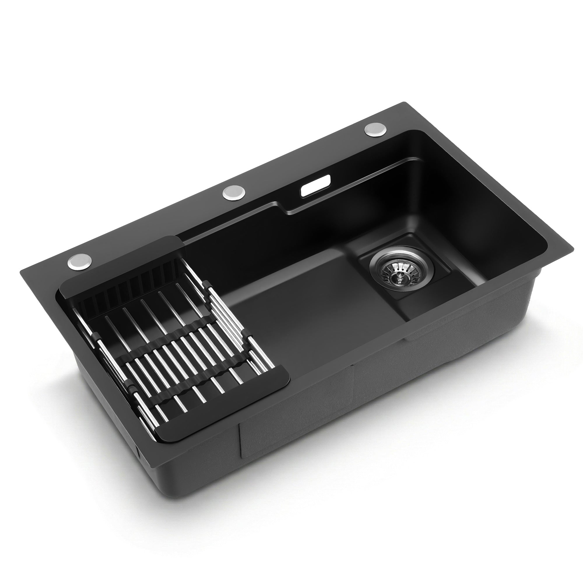 Cefito Kitchen Sink 75X45CM Stainless Steel Basin Single Bowl Drain Part Black SINK-BLACK-7545-S