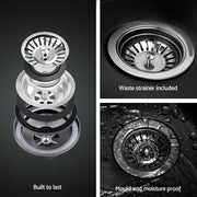 Cefito Kitchen Sink 75X45CM Stainless Steel Basin Single Bowl Drain Part Black SINK-BLACK-7545-S