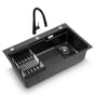 Cefito Stainless Steel Sink 75x45CM With Pull Out Mixer Tap Kitchen Basin Single Bowl Black SINK-BLACK-7545-S-52