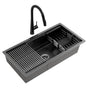 Cefito Stainless Steel Sink 81x45CM With Pull Out Mixer Tap Kitchen Basin Single Bowl Black SINK-BLACK-8145T-52