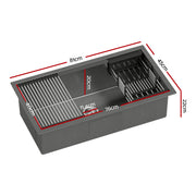 Cefito Stainless Steel Sink 81x45CM With Pull Out Mixer Tap Kitchen Basin Single Bowl Black SINK-BLACK-8145T-52