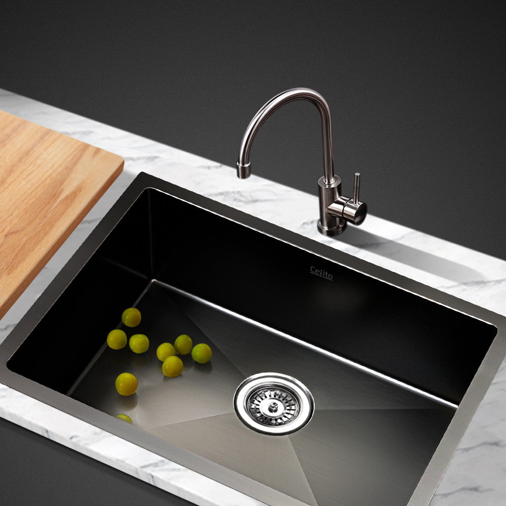 Cefito Kitchen Sink 60X45CM Stainless Steel Basin Single Bowl Black SINK-BLACK-NEW6045