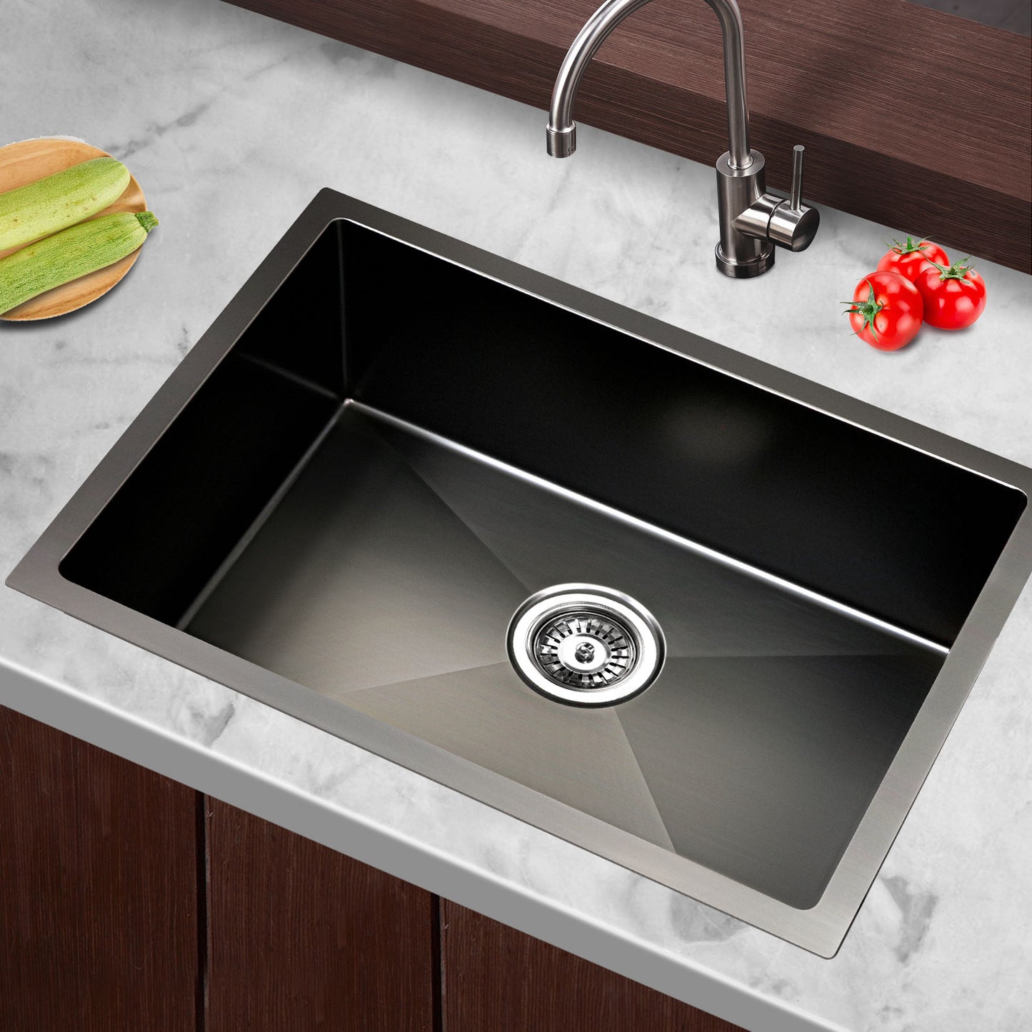 Cefito Kitchen Sink 60X45CM Stainless Steel Basin Single Bowl Black SINK-BLACK-NEW6045