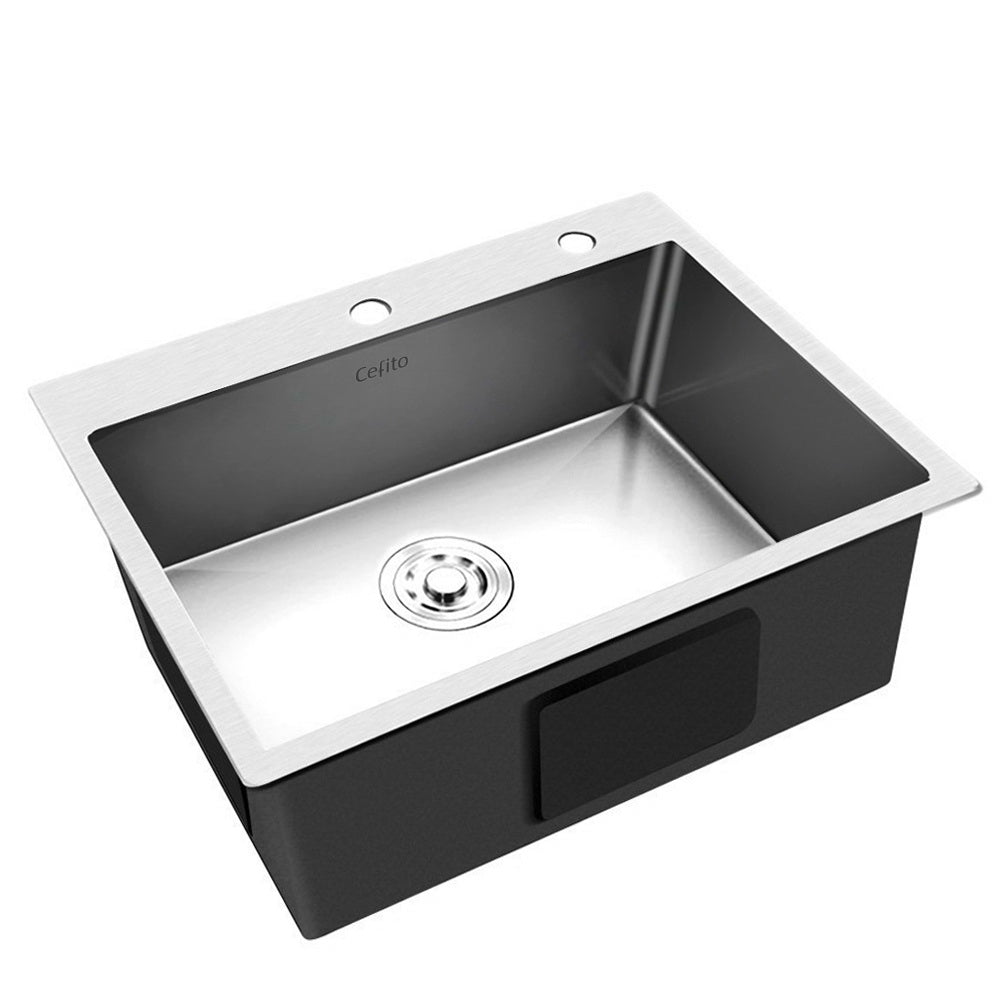 Cefito Kitchen Sink 55X45CM Stainless Steel Basin Single Bowl Extra Hole Silver SINK-EC-5545-SI