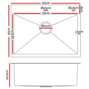 Cefito 60cm x 45cm Stainless Steel Kitchen Sink Flush/Drop-in Mount Silver SINK-EC-6045-SI