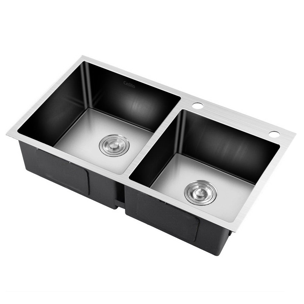 Cefito 80cm x 45cm Stainless Steel Kitchen Sink Flush/Drop-in Mount Silver SINK-EC-8045-SI