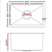 Cefito Kitchen Sink 44X34CM Stainless Steel Nano Basin Single Bowl Silver SINK-NA-3444-SI