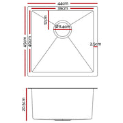 Cefito Handmade Kitchen Sink Stainless steel Sink 44cm x 45cm SINK-NA-4445-SI
