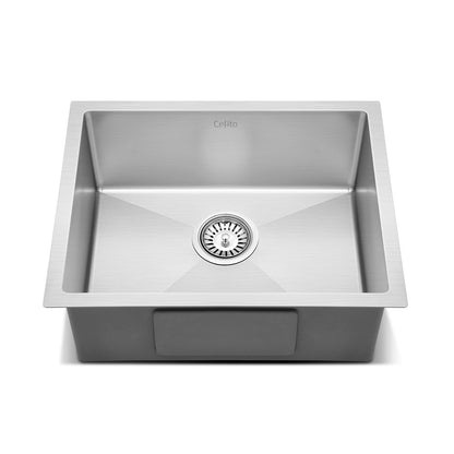 Cefito 54cm x 44cm Stainless Steel Kitchen Sink Under/Top/Flush Mount Black SINK-NA-5444-SI