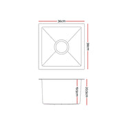 Cefito Kitchen Sink 36X36CM Stainless Steel Nano Basin Single Bowl Silver SINK-R10-3636-205