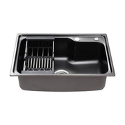 Cefito Kitchen Sink 61X43CM Stainless Steel Basin Single Bowl Black Drain Basket SINK-R10-6143T-BK