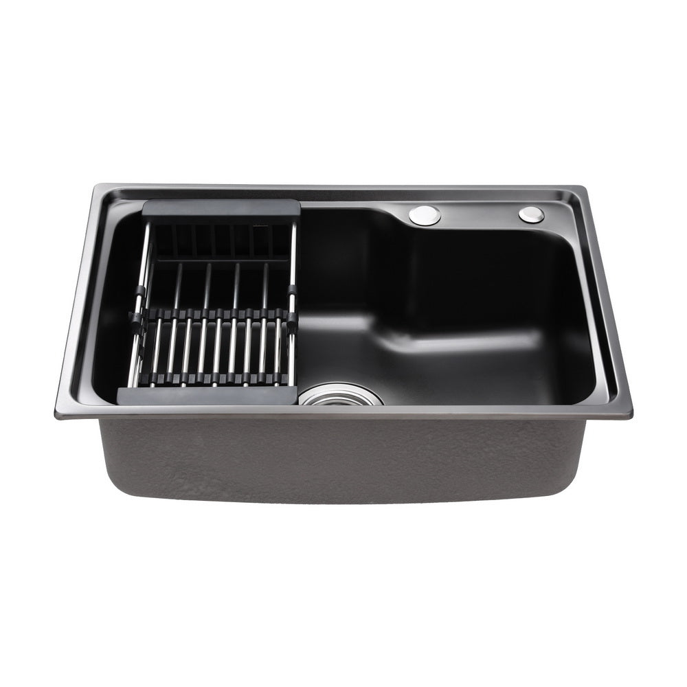 Cefito Kitchen Sink 61X43CM Stainless Steel Basin Single Bowl Black Drain Basket SINK-R10-6143T-BK