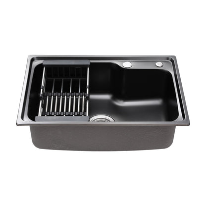 Cefito Kitchen Sink 61X43CM Stainless Steel Basin Single Bowl Black Drain Basket SINK-R10-6143T-BK