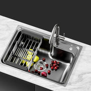 Cefito Kitchen Sink 61X43CM Stainless Steel Basin Single Bowl Black Drain Basket SINK-R10-6143T-BK