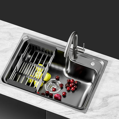 Cefito Kitchen Sink 61X43CM Stainless Steel Basin Single Bowl Black Drain Basket SINK-R10-6143T-BK
