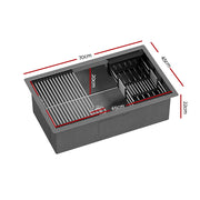 Cefito Kitchen Sink 70X45CM Stainless Steel Single Bowl Drain Rack Basket Black SINK-R10-7045T-BK