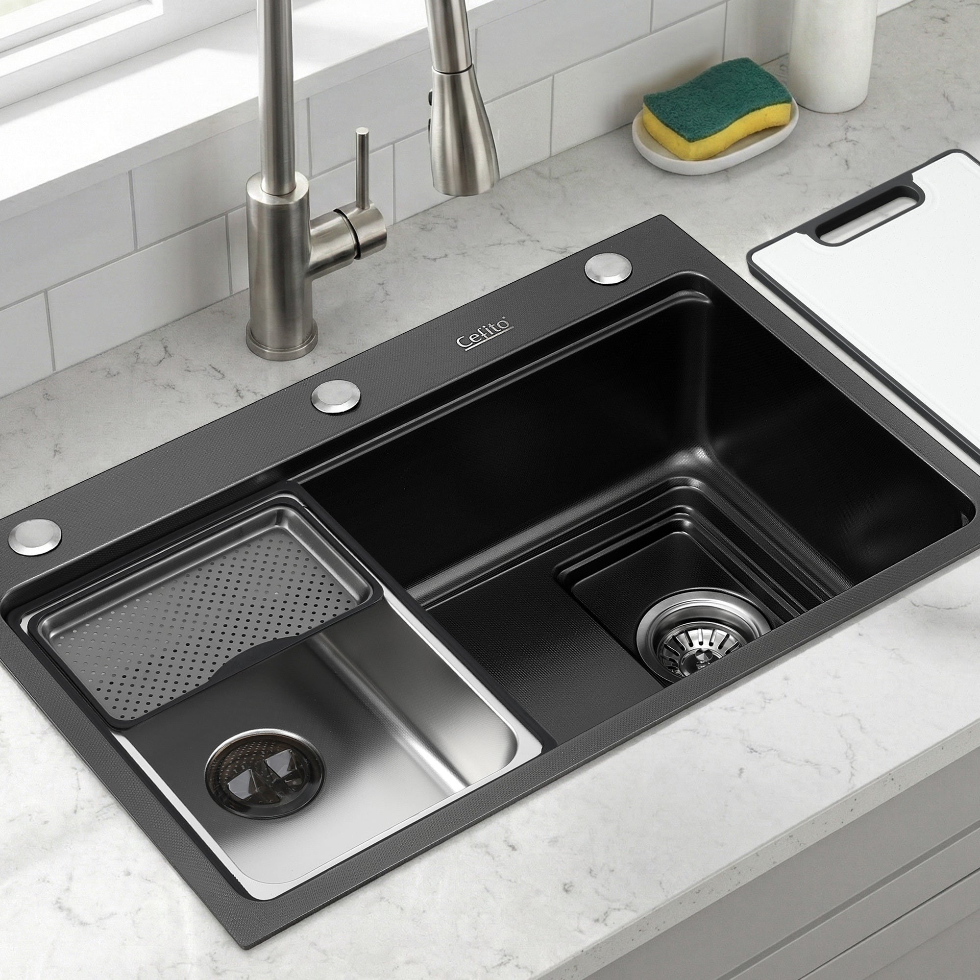 Cefito Kitchen Sink 304 Stainless Steel Bar Sink Millet Grain Water Basin Sink SINK-RG-6845T-BK