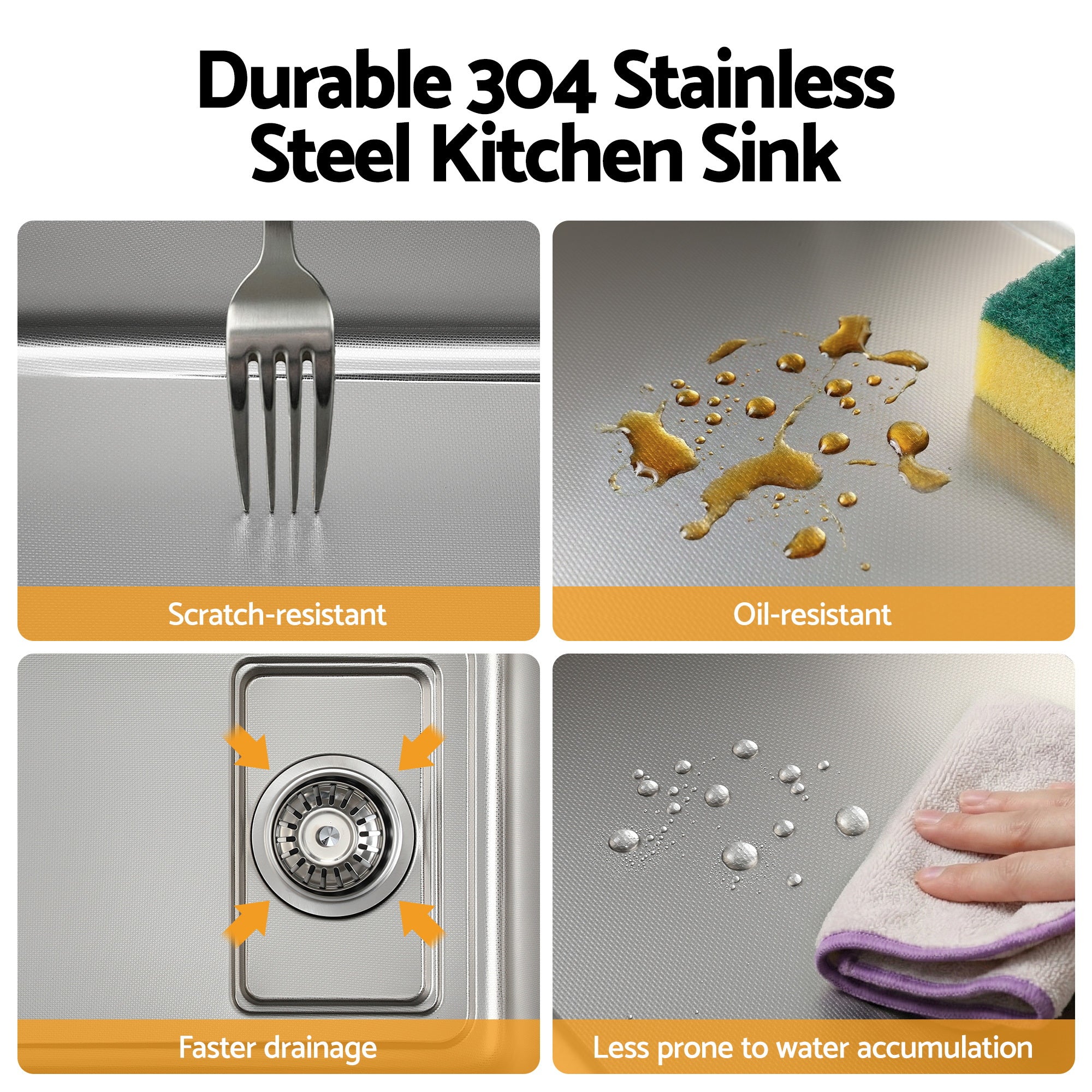 Cefito Kitchen Sink 304 Stainless Steel Bar Sink Millet Grain Water Basin Sink SINK-RG-6845T-SI