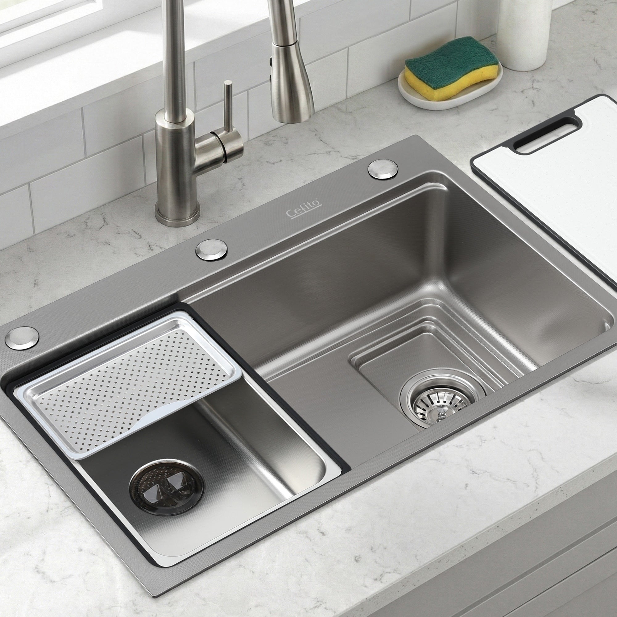 Cefito Kitchen Sink 304 Stainless Steel Bar Sink Millet Grain Water Basin Sink SINK-RG-6845T-SI