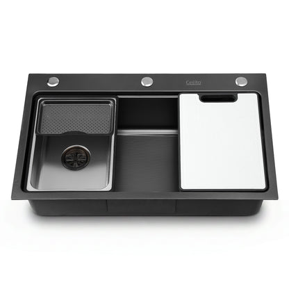 Cefito Kitchen Sink 304 Stainless Steel Bar Sink Millet Grain Water Basin Sink SINK-RG-7545T-BK