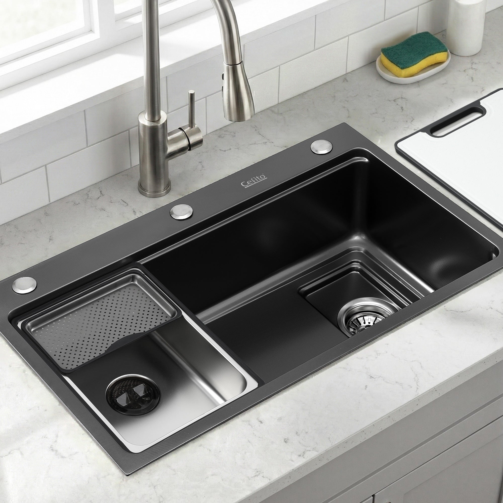 Cefito Kitchen Sink 304 Stainless Steel Bar Sink Millet Grain Water Basin Sink SINK-RG-7545T-BK