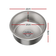Cefito Kitchen Sink 43cm Round Stainless Steel Basin Single Bowl Silver SINK-RO-43-SI