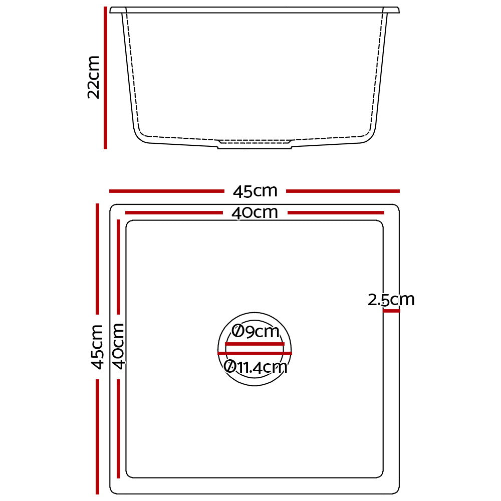 Cefito Stone Kitchen Sink 450X450MM Granite Under/Topmount Basin Bowl Laundry White SINK-STONE-4545-WH