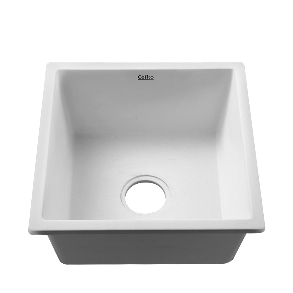 Cefito Stone Kitchen Sink 450X450MM Granite Under/Topmount Basin Bowl Laundry White SINK-STONE-4545-WH