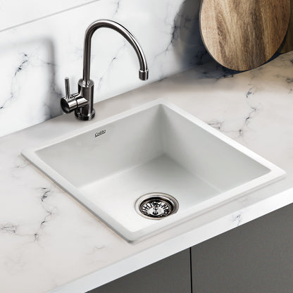 Cefito Stone Kitchen Sink 450X450MM Granite Under/Topmount Basin Bowl Laundry White SINK-STONE-4545-WH