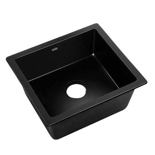 Cefito Stone Kitchen Sink 460X410MM Granite Under/Topmount Basin Bowl Laundry Black SINK-STONE-4641